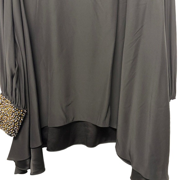 $920 Gomez Gracia‎ London Crystal Cuff Sz 12 Oversized Shirt Shark Hem 100% Silk - Picture 11 of 11